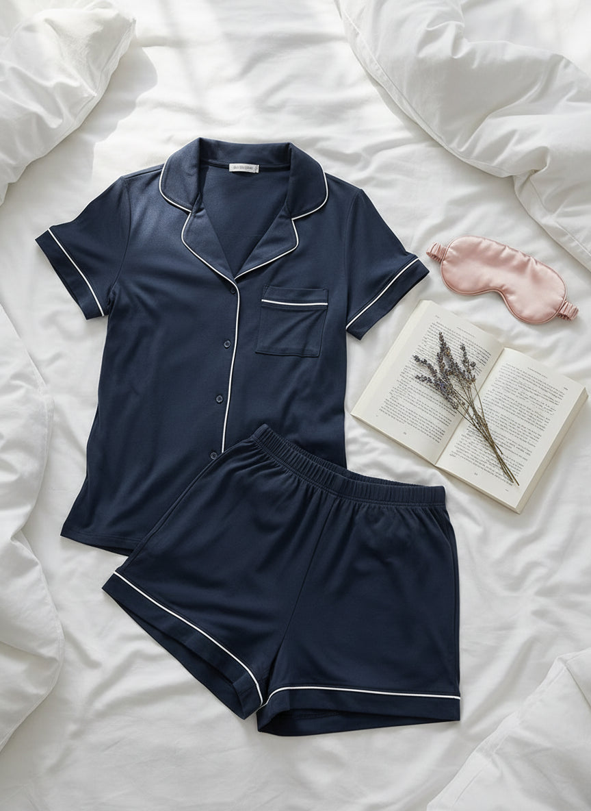 Cloud Pajama Set - Deep Ocean Blue